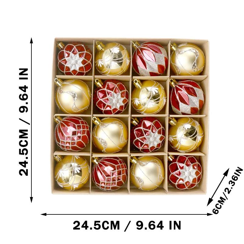 16PCS Shatterproof Christmas Ball Ornament Set – 2.36" Tree Decorations
