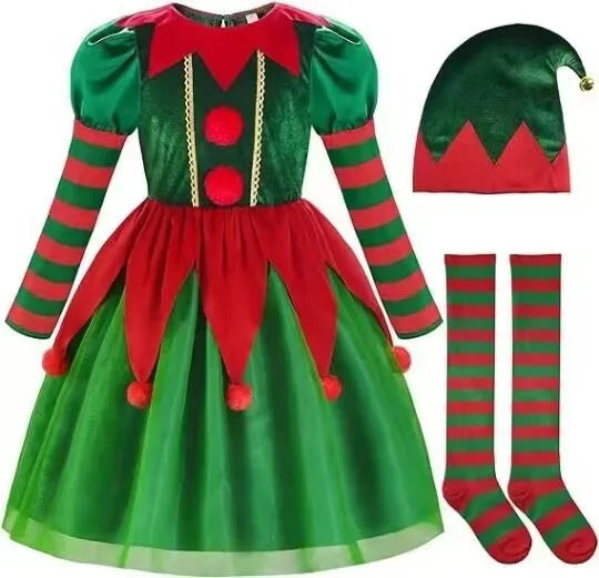 Kids’ Christmas Elf Cosplay Costume – Santa’s Little Helper Outfit