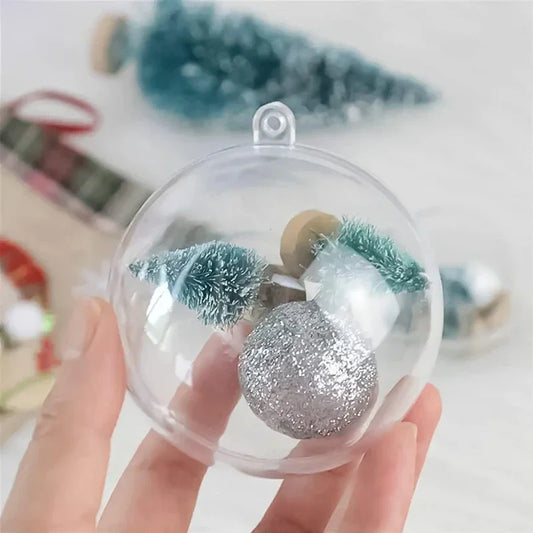 Clear DIY Fillable Christmas Ornaments – Transparent Plastic Hanging Balls (5–10cm)