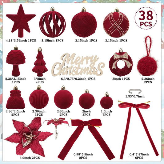 Velvet Christmas Balls – 38PC Set