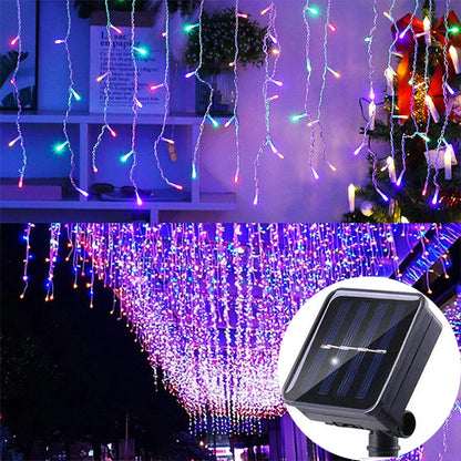 Solar Icicle Curtain Lights – 3.5M Outdoor Waterproof Fairy Drops (96 LEDs)