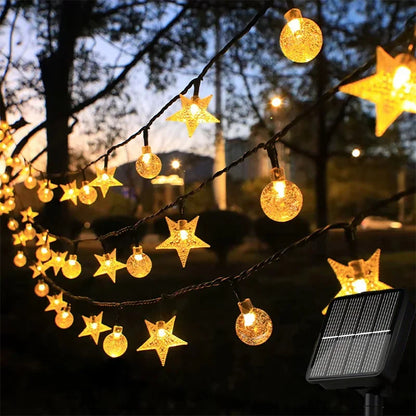 Solar Star Crystal Globe String Lights – Waterproof Outdoor LED Fairy Lights