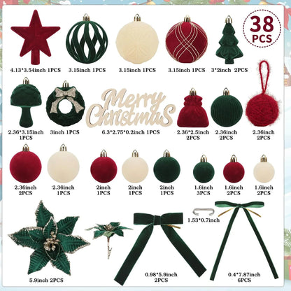 Velvet Christmas Balls – 38PC Set