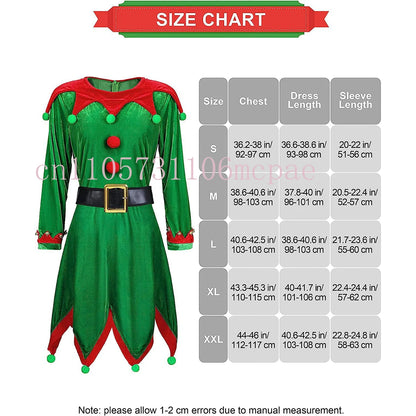 Women’s & Kids Green Elf Christmas Costume Set