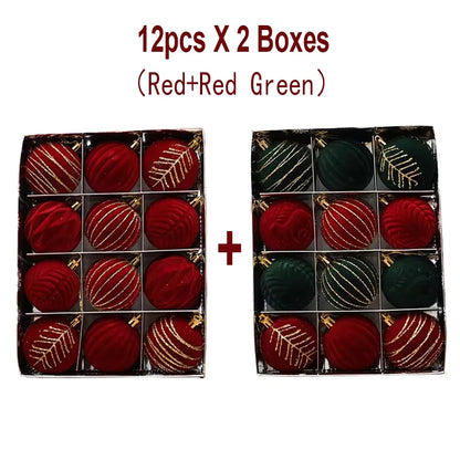 6/12PCS 6cm Christmas Ball Ornaments – Wine Red / Dark Green / White