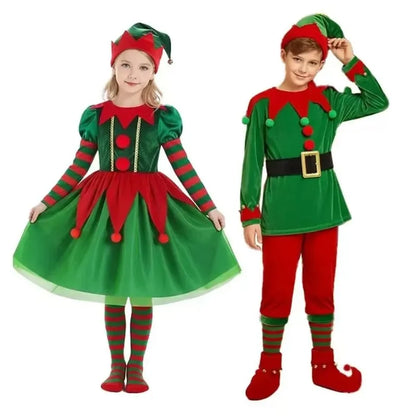 Kids’ Christmas Elf Cosplay Costume – Santa’s Little Helper Outfit