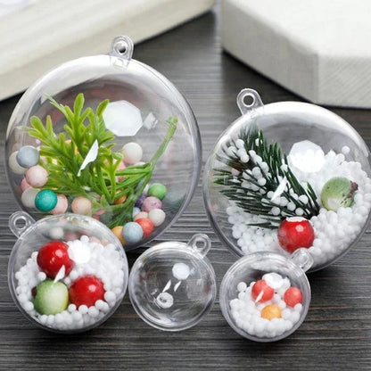 Clear DIY Fillable Christmas Ornaments – Transparent Plastic Hanging Balls (5–10cm)