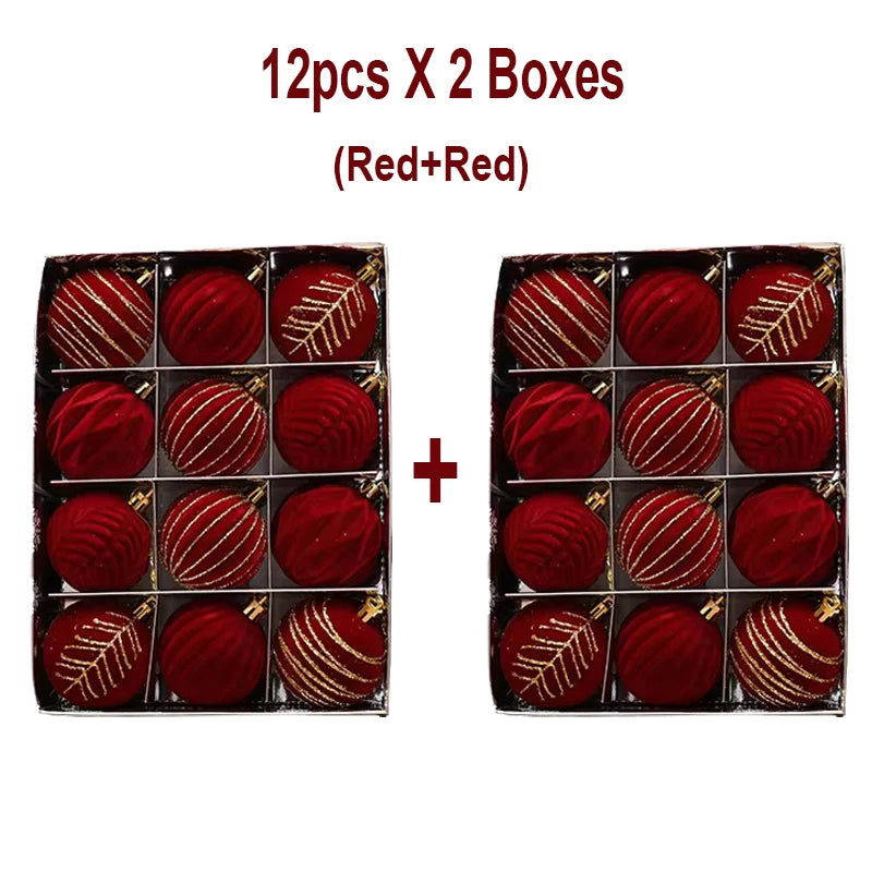 6/12PCS 6cm Christmas Ball Ornaments – Wine Red / Dark Green / White