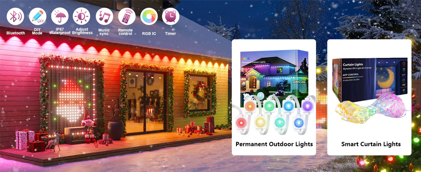 Smart RGB LED Curtain Lights – App Control, Music Sync & DIY Patterns (Indoor/Outdoor)