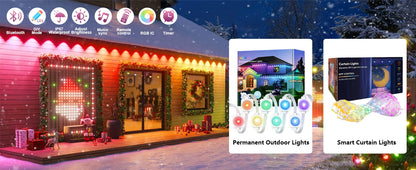 Smart RGB LED Curtain Lights – App Control, Music Sync & DIY Patterns (Indoor/Outdoor)