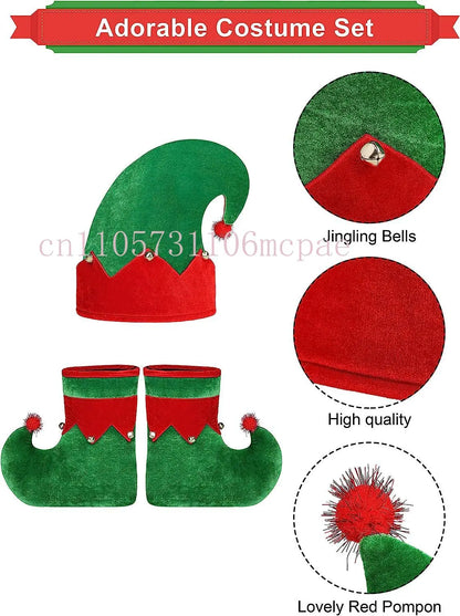 Women’s & Kids Green Elf Christmas Costume Set