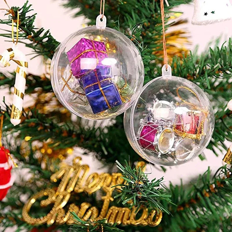 Clear DIY Fillable Christmas Ornaments – Transparent Plastic Hanging Balls (5–10cm)