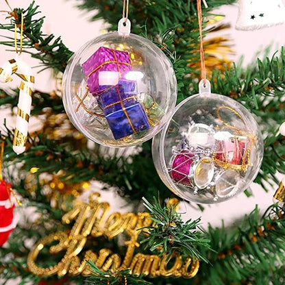 Clear DIY Fillable Christmas Ornaments – Transparent Plastic Hanging Balls (5–10cm)