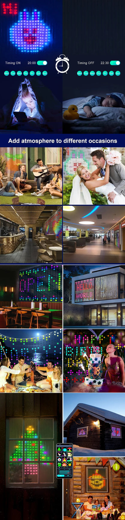 Smart RGB LED Curtain Lights – App Control, Music Sync & DIY Patterns (Indoor/Outdoor)