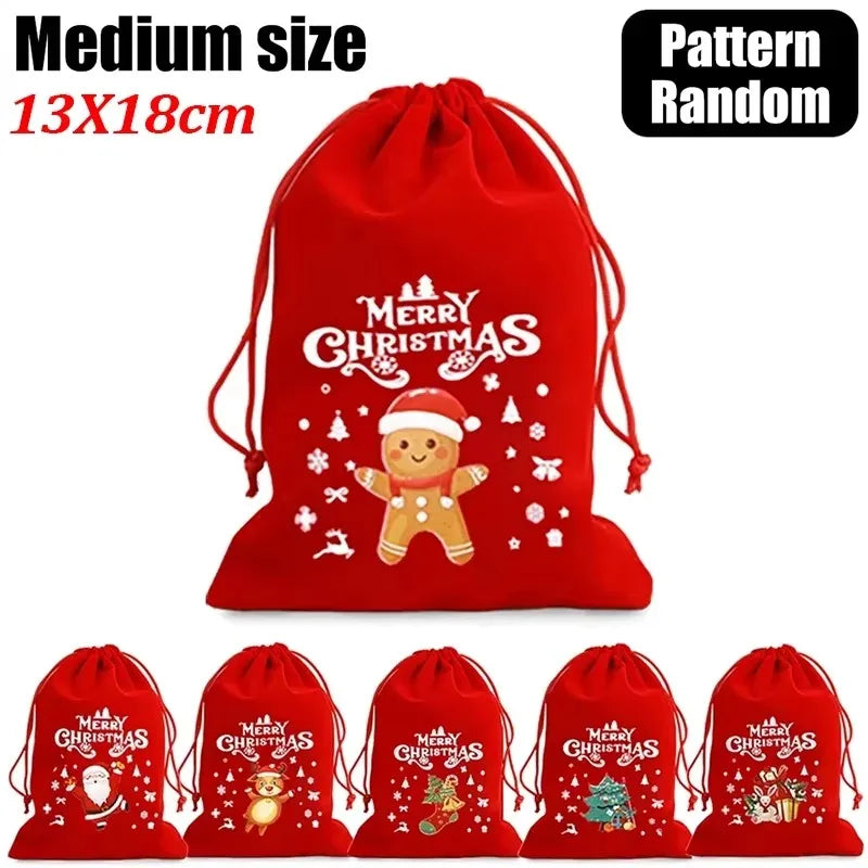 Velvet Santa Gift Sack – Drawstring Christmas Pouch