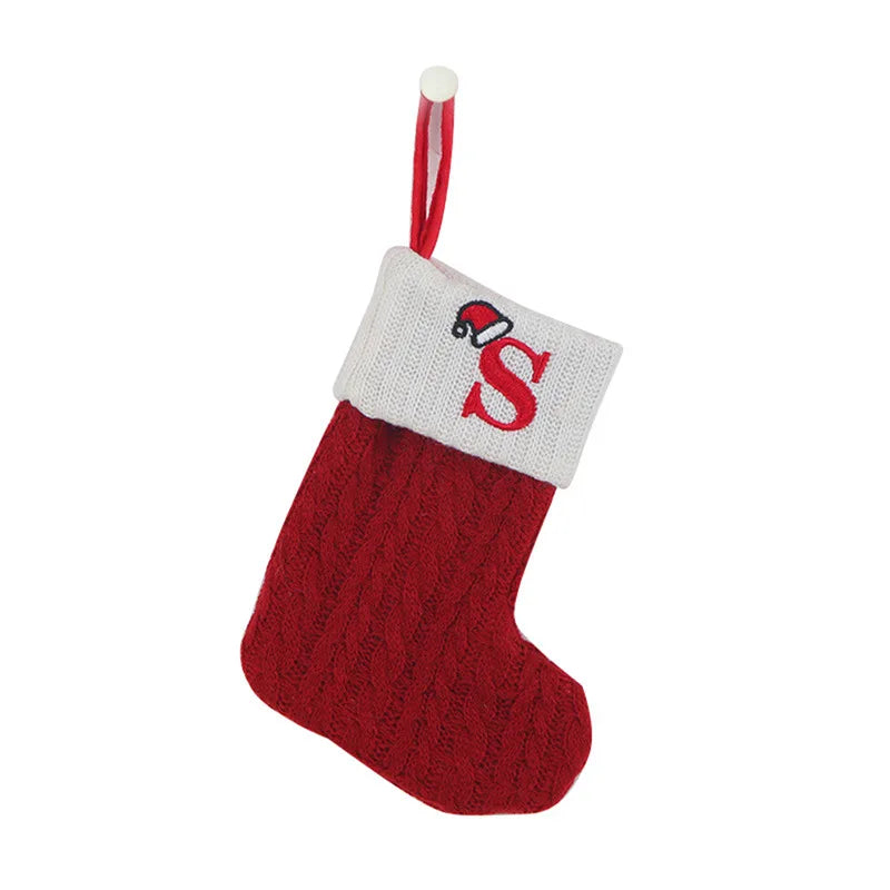 Knitted Christmas Stockings – Snowflake & Letter Design