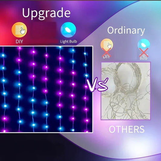 Smart RGB LED Curtain Lights – App Control, Music Sync & DIY Patterns (Indoor/Outdoor)