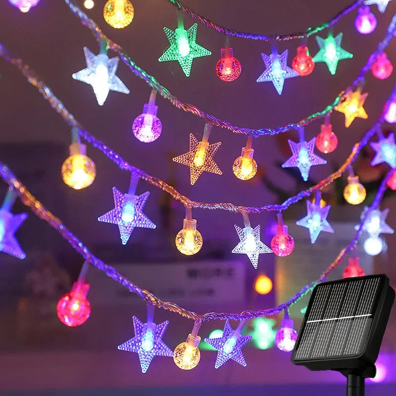 Solar Star Crystal Globe String Lights – Waterproof Outdoor LED Fairy Lights