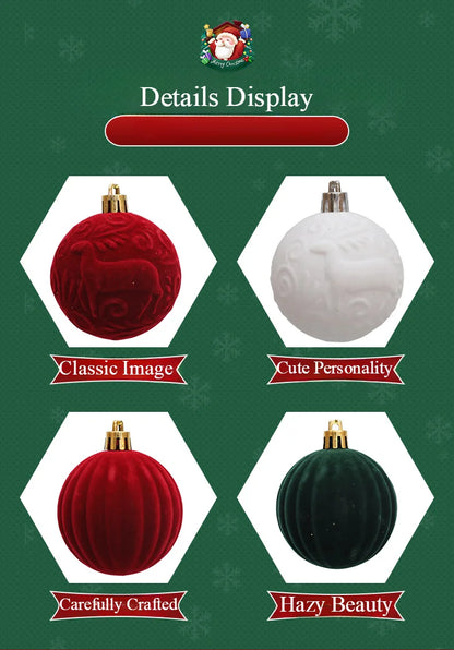 6/12PCS 6cm Christmas Ball Ornaments – Wine Red / Dark Green / White