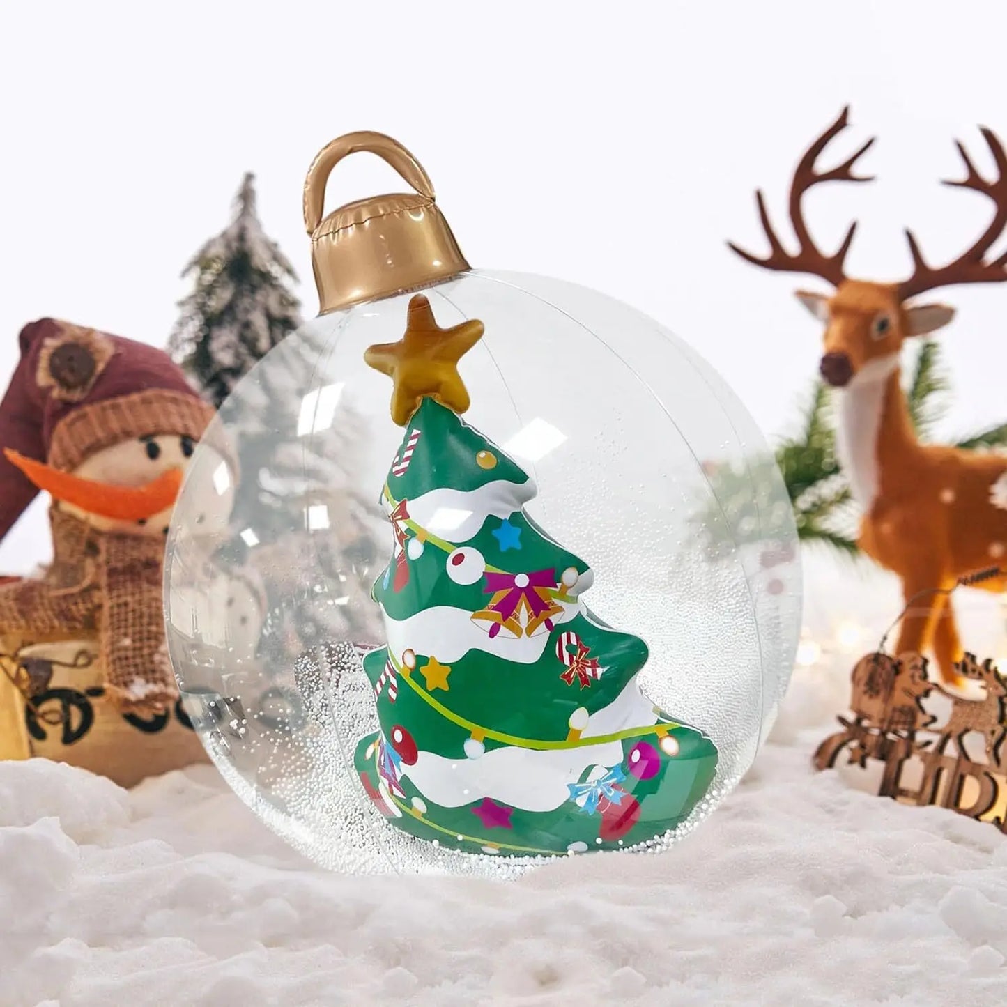 60cm Transparent Giant Inflatable Christmas Ball (With Optional Lights)