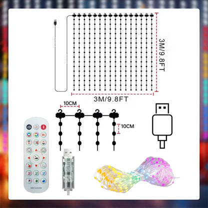 Smart RGB LED Curtain Lights – App Control, Music Sync & DIY Patterns (Indoor/Outdoor)