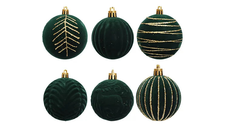 6/12PCS 6cm Christmas Ball Ornaments – Wine Red / Dark Green / White
