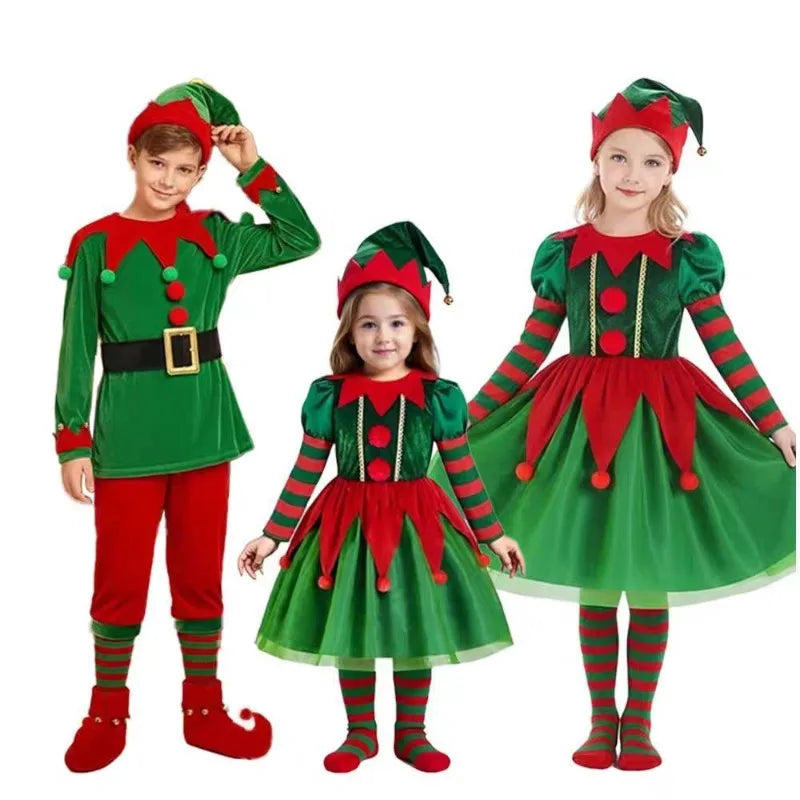 Kids’ Christmas Elf Cosplay Costume – Santa’s Little Helper Outfit