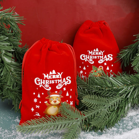 Velvet Santa Gift Sack – Drawstring Christmas Pouch