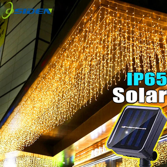 Solar Icicle Curtain Lights – 3.5M Outdoor Waterproof Fairy Drops (96 LEDs)