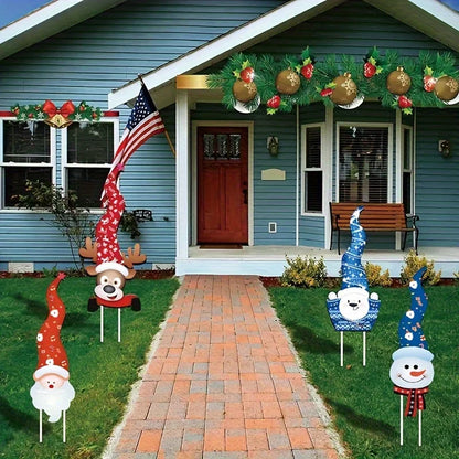 4-Piece Christmas Garden Flag Set – Santa & Elk Outdoor Lawn Decorations