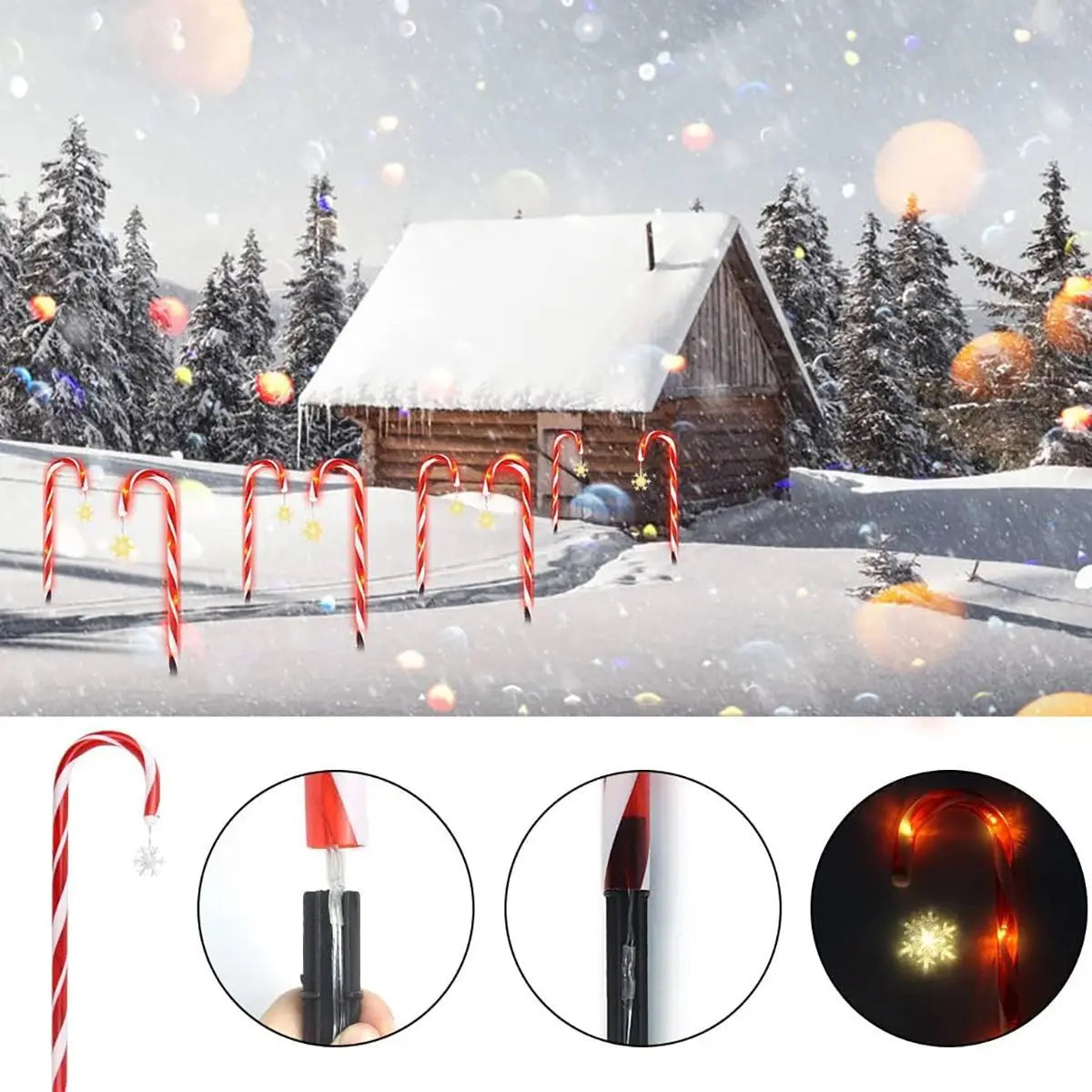 solar powered garden cane lights