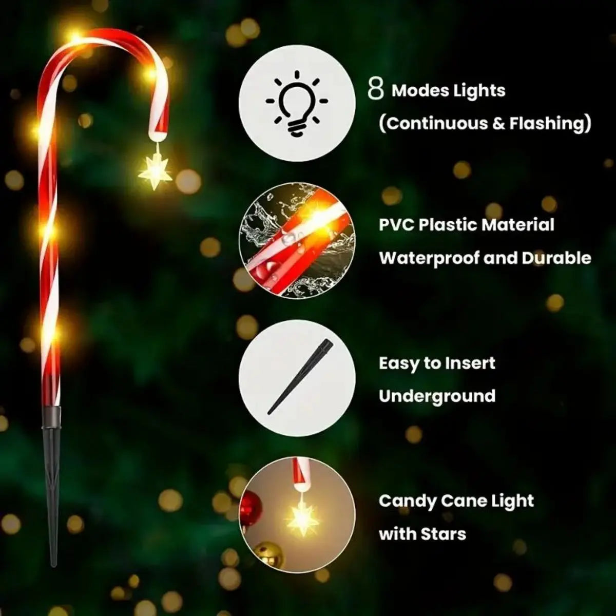solar powered garden cane lights