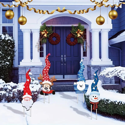 4-Piece Christmas Garden Flag Set – Santa & Elk Outdoor Lawn Decorations