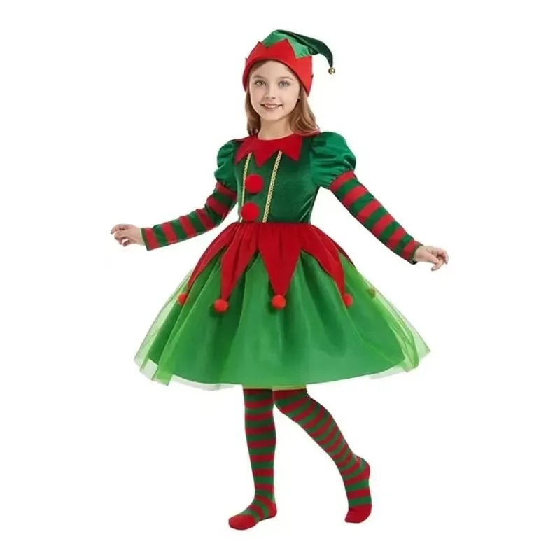 Kids’ Christmas Elf Cosplay Costume – Santa’s Little Helper Outfit