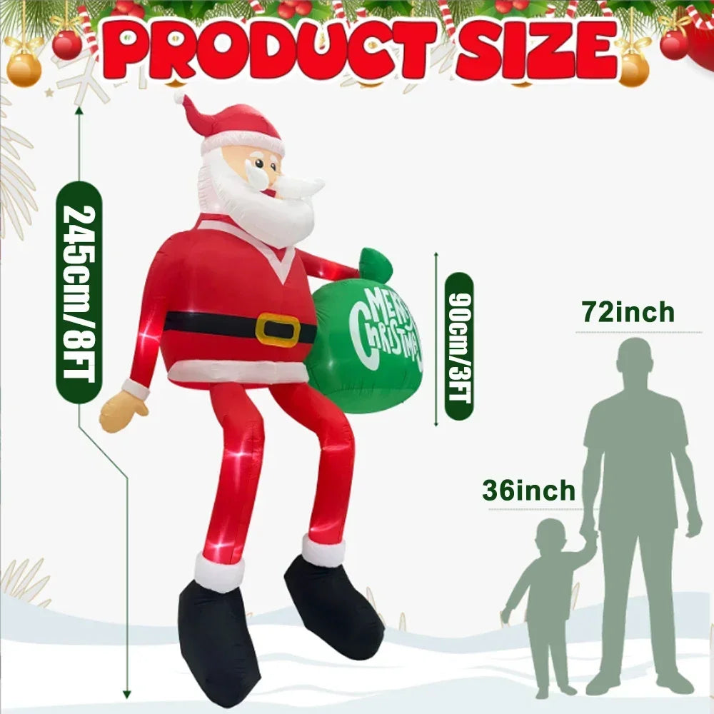 8FT Climbing Santa Inflatable – LED Lighted Outdoor Christmas Decoration