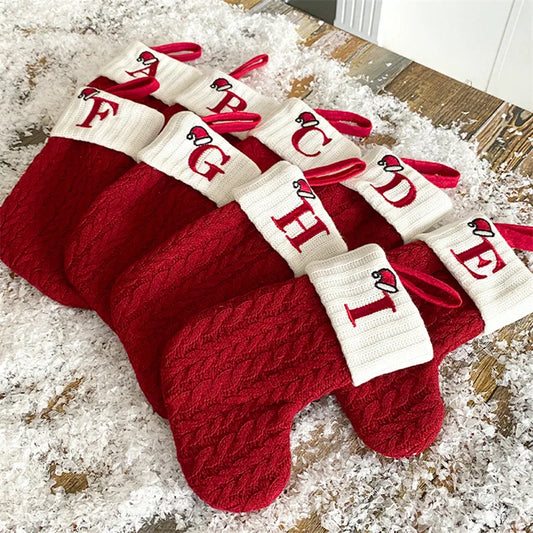 Knitted Christmas Stockings – Snowflake & Letter Design