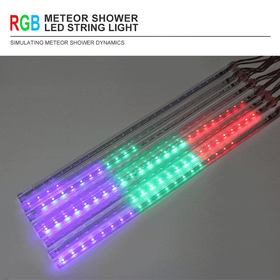 ✨ 30/50cm Waterproof Meteor Shower LED Light Tubes – 8-Tube Set