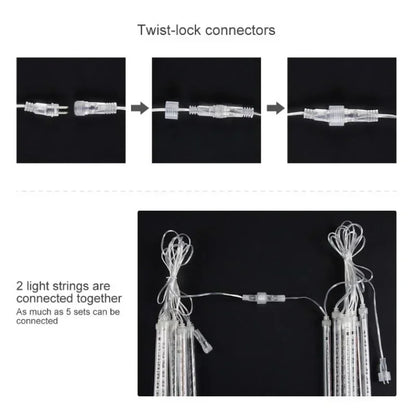 ✨ 30/50cm Waterproof Meteor Shower LED Light Tubes – 8-Tube Set