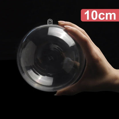 Clear DIY Fillable Christmas Ornaments – Transparent Plastic Hanging Balls (5–10cm)