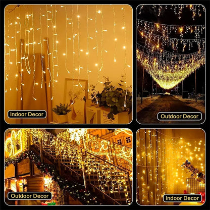 Solar Icicle Curtain Lights – 3.5M Outdoor Waterproof Fairy Drops (96 LEDs)