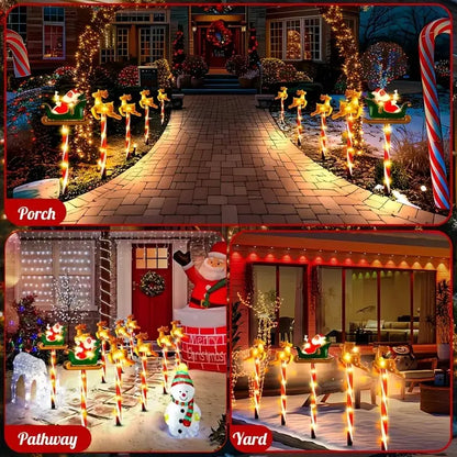 5PC Solar Santa & Elk Garden Lights – Waterproof Outdoor Christmas Decor