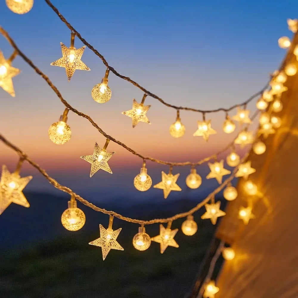 Solar Star Crystal Globe String Lights – Waterproof Outdoor LED Fairy Lights