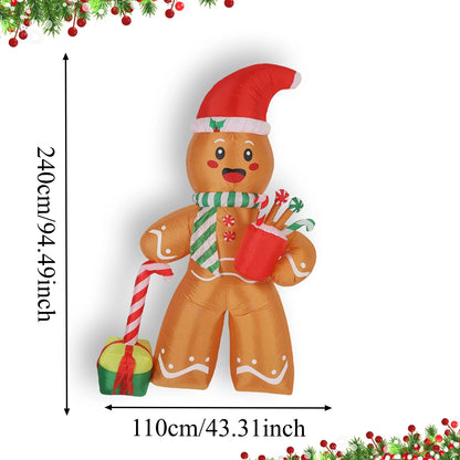 2.4m Inflatable Gingerbread Man – LED Lighted Christmas Yard Decoration (Blow-Up Holiday Display)