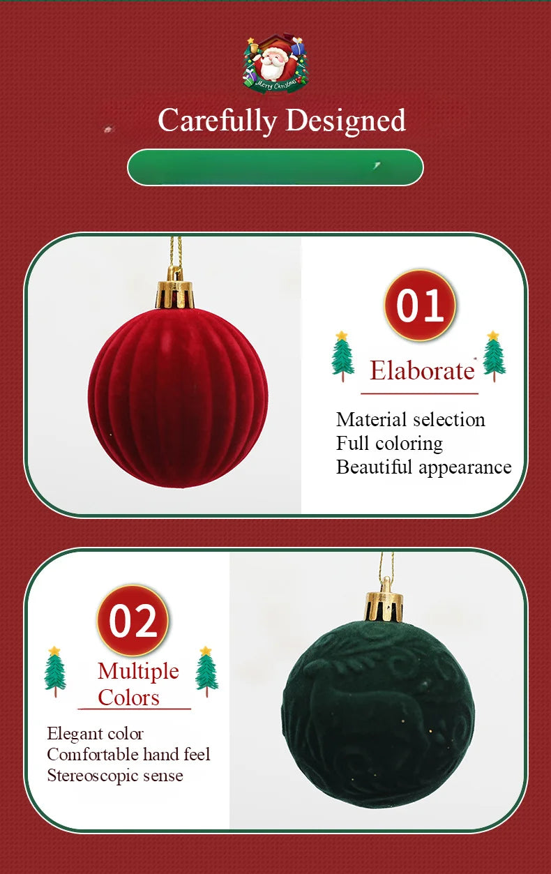 6/12PCS 6cm Christmas Ball Ornaments – Wine Red / Dark Green / White