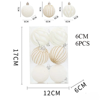 6/12PCS 6cm Christmas Ball Ornaments – Wine Red / Dark Green / White