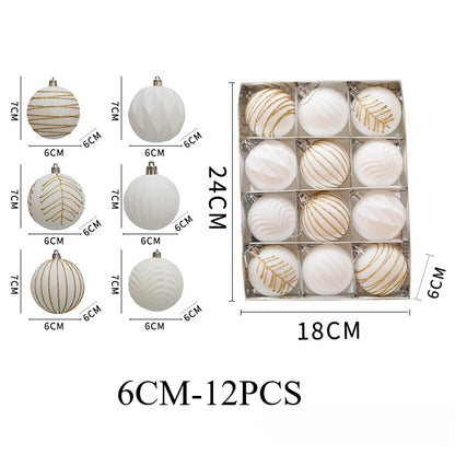 6/12PCS 6cm Christmas Ball Ornaments – Wine Red / Dark Green / White