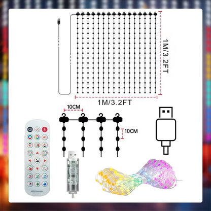 Smart RGB LED Curtain Lights – App Control, Music Sync & DIY Patterns (Indoor/Outdoor)
