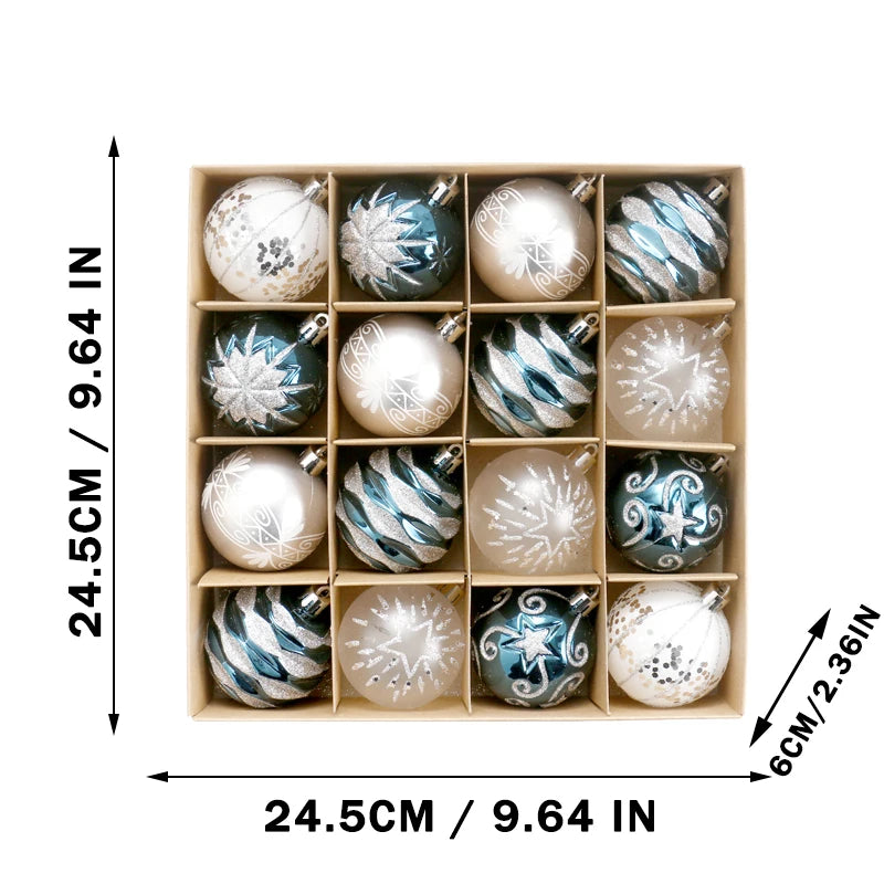 16PCS Shatterproof Christmas Ball Ornament Set – 2.36" Tree Decorations