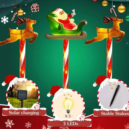 5PC Solar Santa & Elk Garden Lights – Waterproof Outdoor Christmas Decor