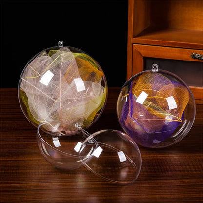 Clear DIY Fillable Christmas Ornaments – Transparent Plastic Hanging Balls (5–10cm)